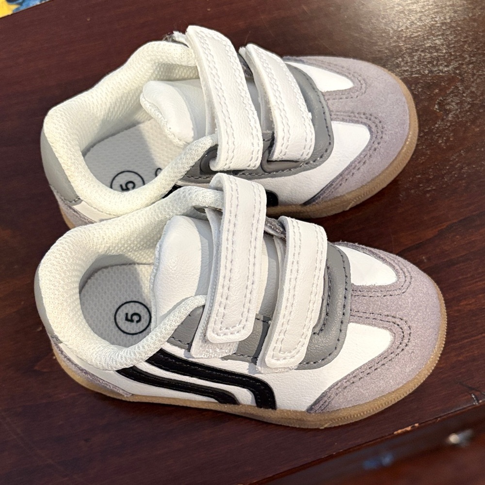 Cat & Jack White, Gray and Black Velcro Kids Sneakers